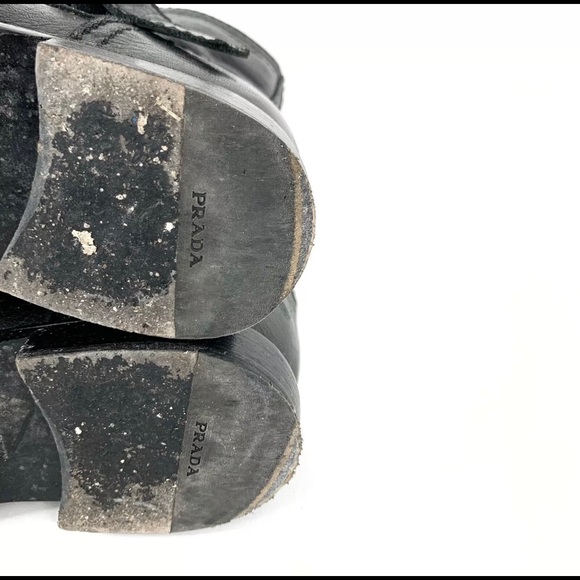 Prada Leather Lace Up Combat Boots - Picture 8 of 9